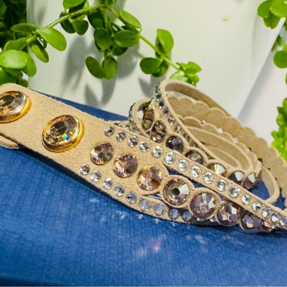 Swarovski Power Slake Tan Double Wrap Crystal Bracelet - Picture 2 of 14